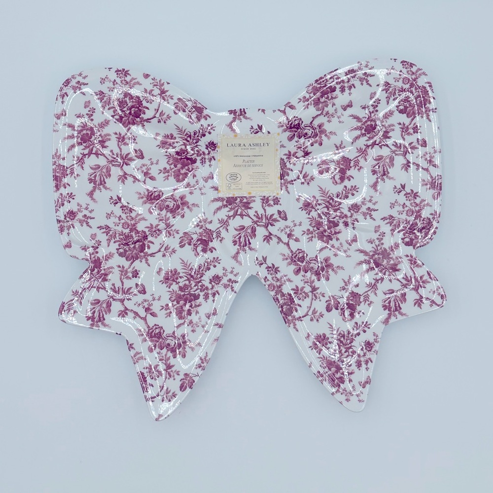 NWT Laura Ashley Floral Bow Melamine Platter Deep Pink